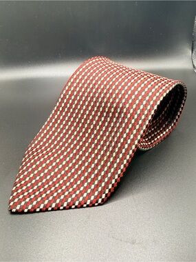 Pierre Cardin Red, Black and Cream Checkered Silk Tie